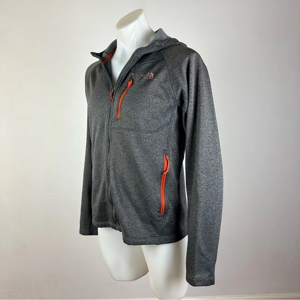 The North Face Gray Hooded Fleece with Orange Accents